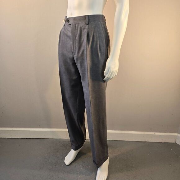 Joseph And Feiss Dress Pants Gray Sz 34 x 32 Pleated Front Classic Cuff - Picture 1 of 9